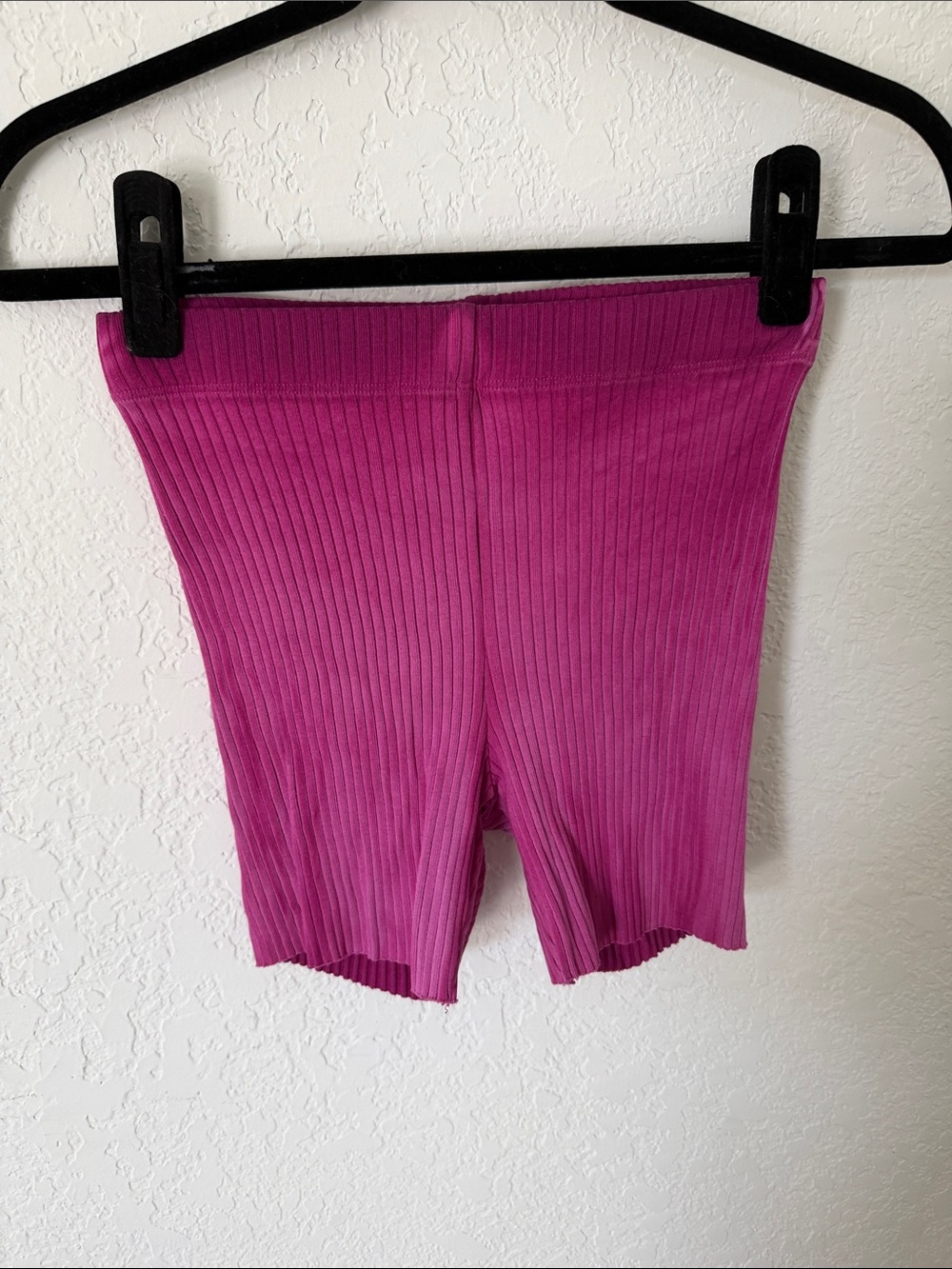 Cotton Citizen Ribbed Tie-Dye Fuchsia Bike Shorts